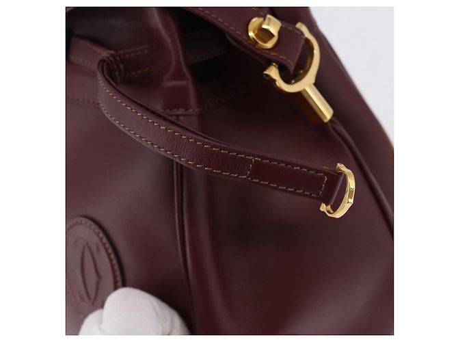 Borsa a Spalla CARTIER Must Line Pelle Bordeaux Oro Auth 194109A D'oro Bordò - vista 14