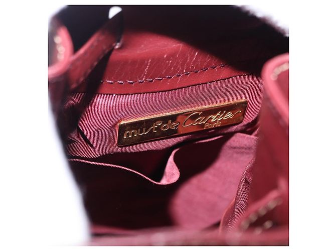 Borsa a Spalla CARTIER Must Line Pelle Bordeaux Oro Auth 194109A D'oro Bordò - vista 15