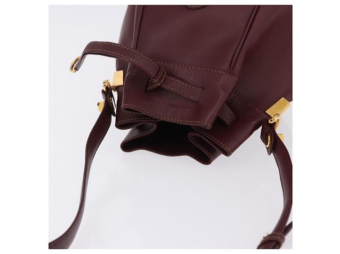 Borsa a Spalla CARTIER Must Line Pelle Bordeaux Oro Auth 194109A D'oro Bordò - vista 6