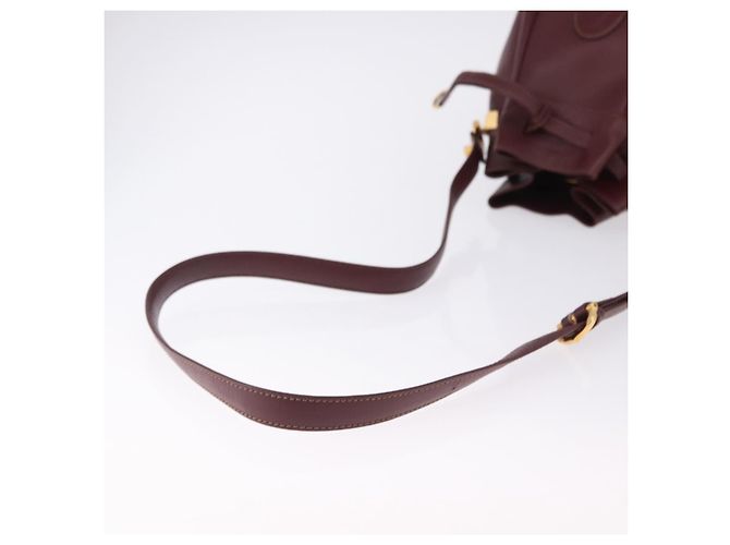Borsa a Spalla CARTIER Must Line Pelle Bordeaux Oro Auth 194109A D'oro Bordò - vista 7