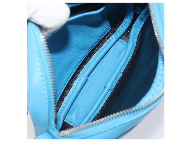 BALENCIAGA Every Day Schultertasche aus Leder Hellblau Silber 489809 Auth BA14697A - Ansicht 18