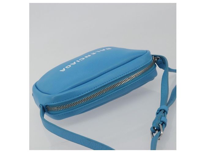 BALENCIAGA Every Day Schultertasche aus Leder Hellblau Silber 489809 Auth BA14697A - Ansicht 6