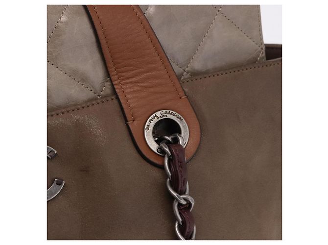 CHANEL Matelasse Chain Hand Bag Leather 2way Brown Silver CC Auth bs36367 Marrone Argento - vista 17