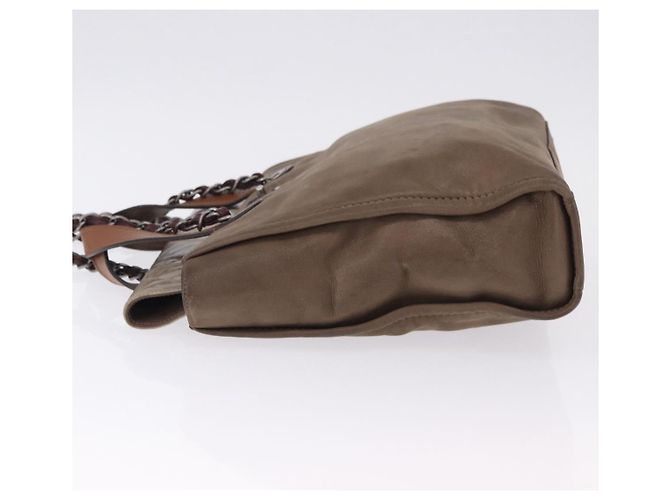 CHANEL Matelasse Chain Hand Bag Leather 2way Brown Silver CC Auth bs36367 Marrone Argento - vista 6