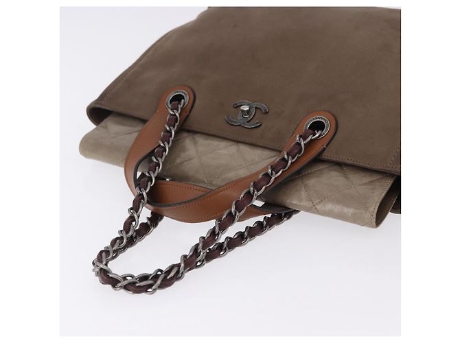 CHANEL Matelasse Chain Hand Bag Leather 2way Brown Silver CC Auth bs36367 Marrone Argento - vista 7