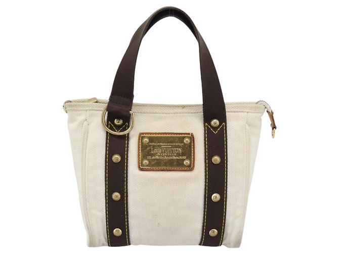 LOUIS VUITTON Antigua Cabas PM Tote Bag White Brown M40036 LV Auth bs36588 Marrone Bianco - vista 2