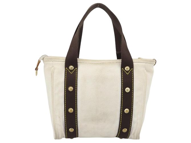 LOUIS VUITTON Antigua Cabas PM Tote Bag White Brown M40036 LV Auth bs36588 Marrone Bianco - vista 3