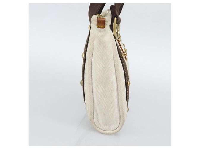 LOUIS VUITTON Antigua Cabas PM Tote Bag White Brown M40036 LV Auth bs36588 Marrone Bianco - vista 4