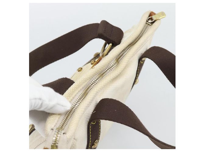 LOUIS VUITTON Antigua Cabas PM Tote Bag White Brown M40036 LV Auth bs36588 Marrone Bianco - vista 6