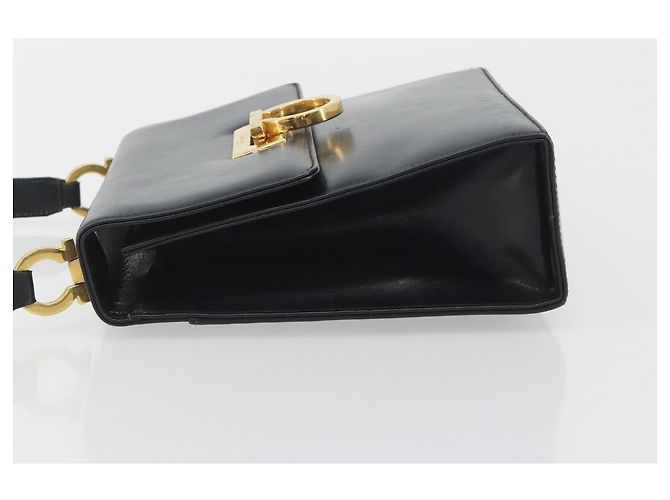 Borsa a tracolla Salvatore Ferragamo Gancini in pelle nera e oro Auth 194666 Nero D'oro - vista 5