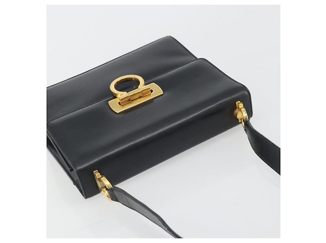 Borsa a tracolla Salvatore Ferragamo Gancini in pelle nera e oro Auth 194666 Nero D'oro - vista 6