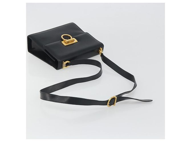 Borsa a tracolla Salvatore Ferragamo Gancini in pelle nera e oro Auth 194666 Nero D'oro - vista 7