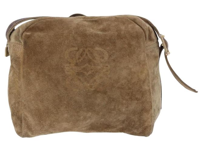 Borsa a tracolla LOEWE in scamosciato beige e oro Auth bs36680 D'oro - vista 13