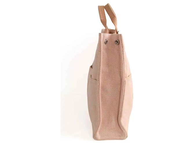 Borsa tote Hermès in tessuto rosa - vista 4