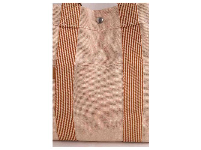 Borsa tote Hermès in tessuto rosa - vista 5