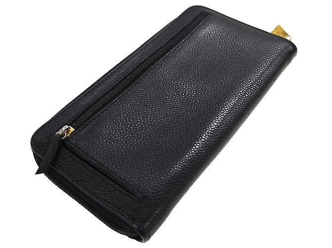 Chanel Portefeuille lang CC Logo Kalbsleder MM Schwarz - Ansicht 2