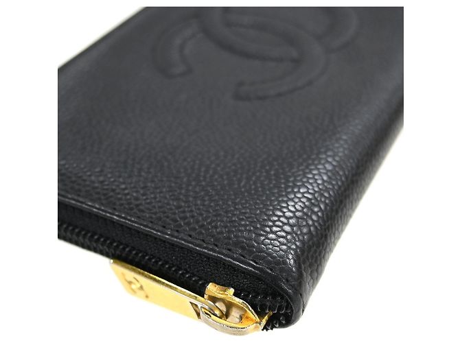Chanel Portefeuille lang CC Logo Kalbsleder MM Schwarz - Ansicht 6