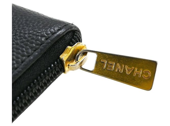 Chanel Portefeuille lang CC Logo Kalbsleder MM Schwarz - Ansicht 7