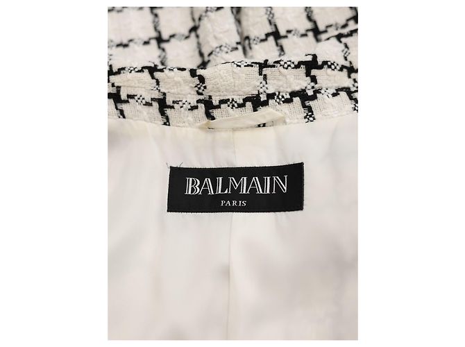 Balmain Black and White Houndstooth Tweed Blazer - vista 3