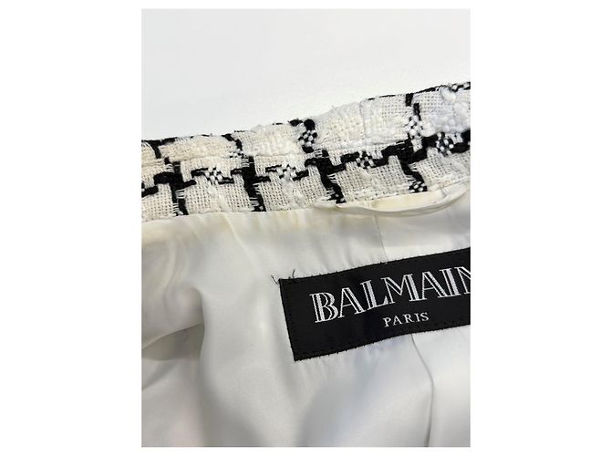 Balmain Black and White Houndstooth Tweed Blazer - vista 4