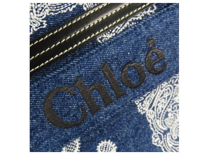 Borsa Tote Woody Medium Chloé Bianco Blu - Ansicht 7