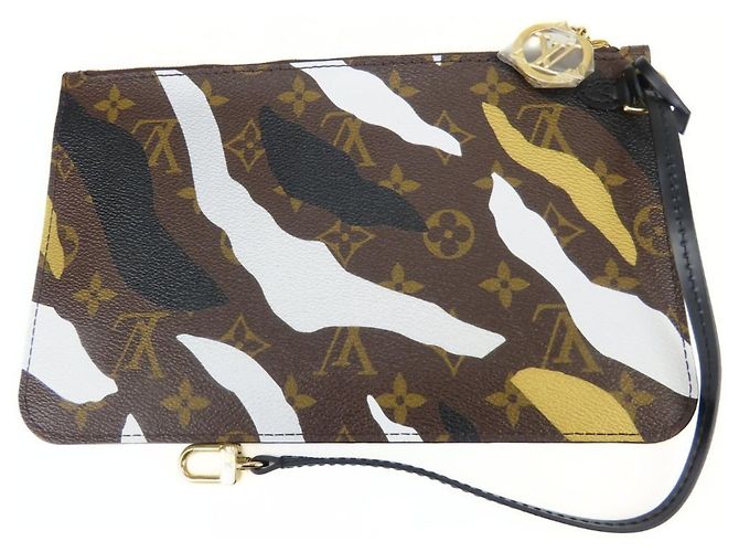 Borsa Tote Louis Vuitton Neverfull MM Marrone Nero Argento D'oro - vista 12