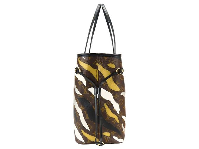 Borsa Tote Louis Vuitton Neverfull MM Marrone Nero Argento D'oro - vista 4