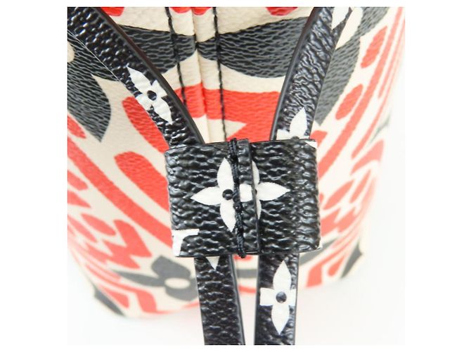 Bolso Tote Louis Vuitton Neverfull MM Negro Blanco Roja - vista 10