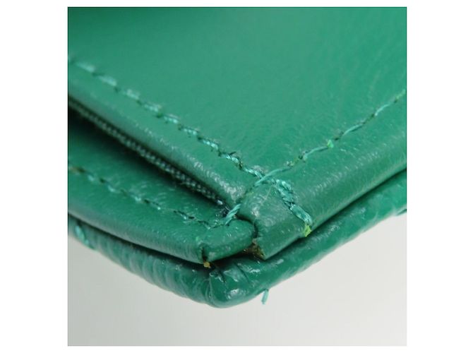 Cartera tríptico de piel de becerro granulada verde Chanel - vista 12