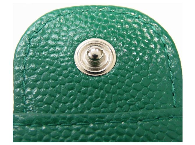 Cartera tríptico de piel de becerro granulada verde Chanel - vista 8