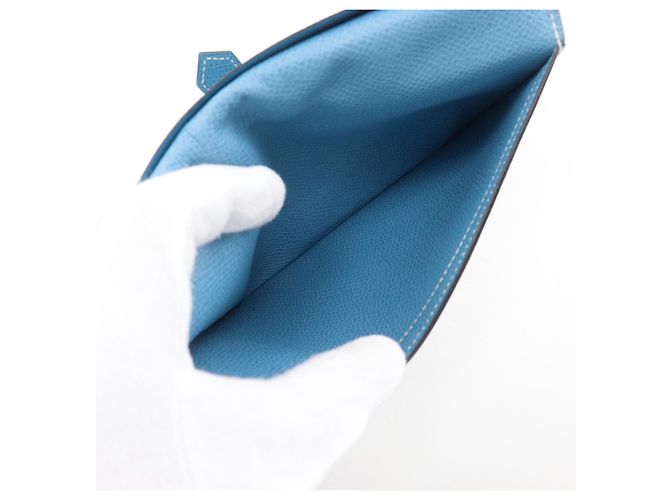 Hermès Hermes Bearn Epsom Long Blu - vista 4