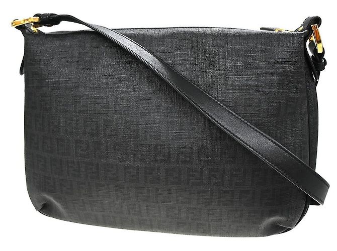 Fendi Front Pocket Messenger Zucchino Coated Canvas Medium Nero - vista 2