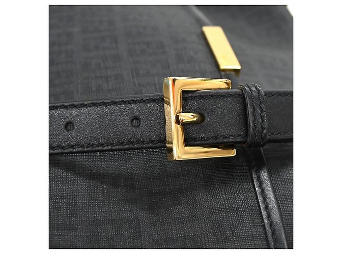 Fendi Front Pocket Messenger Zucchino Coated Canvas Medium Nero - vista 7