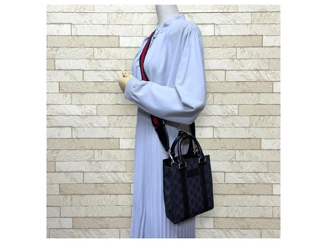 Mini borsa a tracolla Gucci GG Supreme Canvas Marrone Nero - vista 2