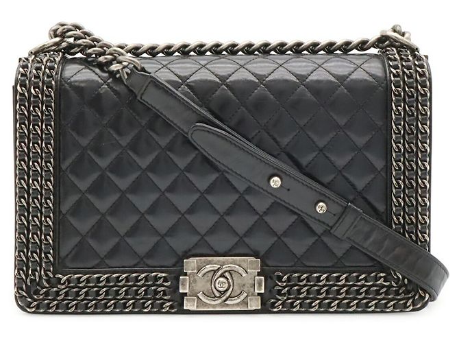 Borsa a Spalla Chanel Boy Chanel Matelassé Coco Mark Chain Blu navy - vista 2