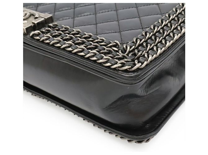 Borsa a Spalla Chanel Boy Chanel Matelassé Coco Mark Chain Blu navy - vista 4