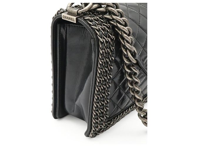 Borsa a Spalla Chanel Boy Chanel Matelassé Coco Mark Chain Blu navy - vista 5