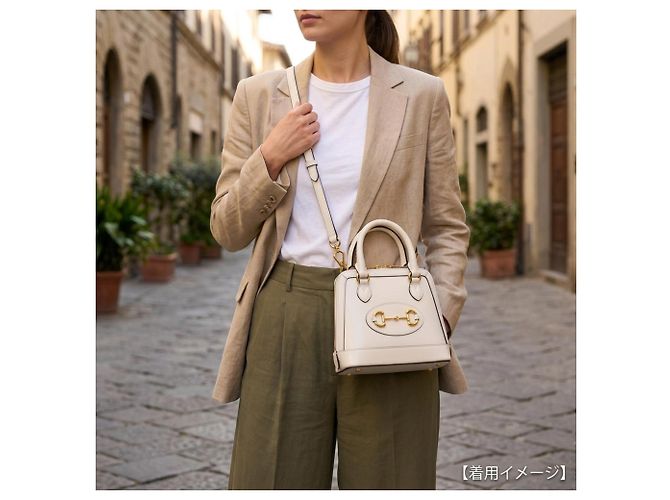 Borsa a tracolla Gucci Horsebit 1955 in pelle bianca Bianco - vista 15
