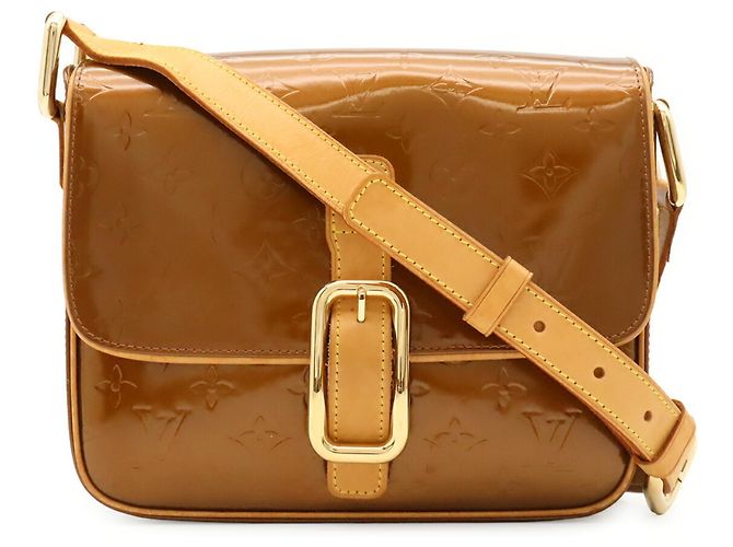 Borsa a Spalla Louis Vuitton Monogram Vernis Christie GM Bronzo - vista 2