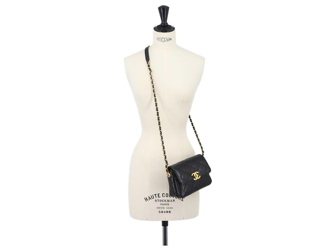 Chanel Matelasse Mini Flap Chain Shoulder Handbag Black - view 10