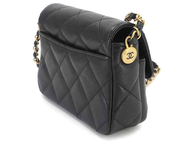 Chanel Matelasse Mini Flap Chain Shoulder Handbag Black - view 4
