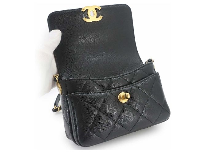 Chanel Matelasse Mini Flap Chain Shoulder Handbag Black - view 7