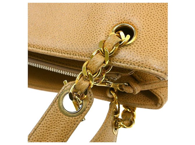 Chanel Vintage Timeless Chain Caviar Large Beige - vista 6