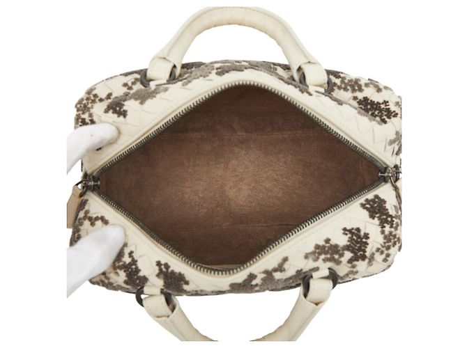 Borsa a mano e borsa a tracolla Bottega Veneta Intrecciato Marrone Bianco - vista 8