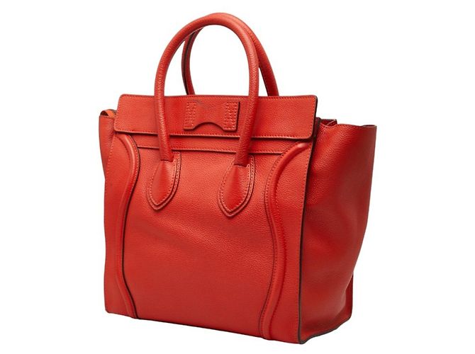 Céline Borsa Celine Luggage Mini Shopper Rosso Arancione - vista 2
