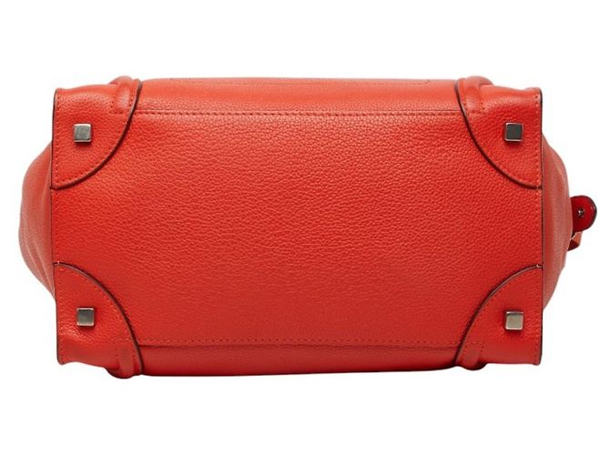 Céline Borsa Celine Luggage Mini Shopper Rosso Arancione - vista 3