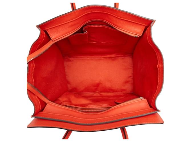 Céline Borsa Celine Luggage Mini Shopper Rosso Arancione - vista 8