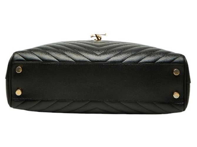 Borsa Tote Cassandra con logo YSL e catena Saint Laurent Nero - vista 3