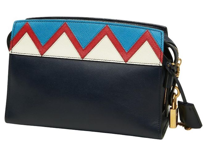 Prada Esplanade Saffiano Umhängetasche Mehrfarben Marineblau - Ansicht 2