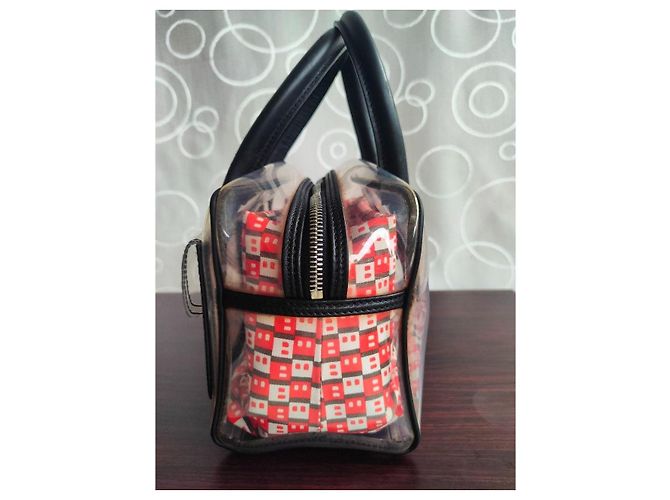 Bally Savanna Bolsa em PVC transparente e couro Marrom Preto Branco Vermelho - vista 10
